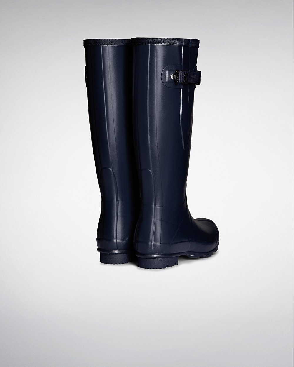 Bottes Hautes de Pluie Hunter Norris Field Side Adjustable Femme Bleu Marine TVGXZJU-17